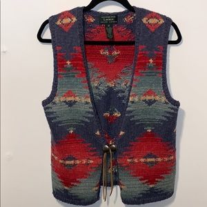 Vintage: Ralph Lauren Hand Knit Vest Western Aztec